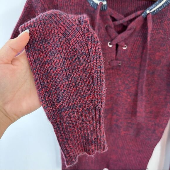 Scotch & Soda Nomadic Dreamer Lace Up Sweater in Burgundy - Picture 11 of 11